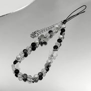 Clear & Black Beads with Metal Butterfly Phone Strap