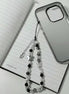 Clear & Black Beads with Metal Butterfly Phone Strap