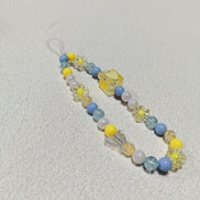 Yellow Blue & White Beads Phone Strap