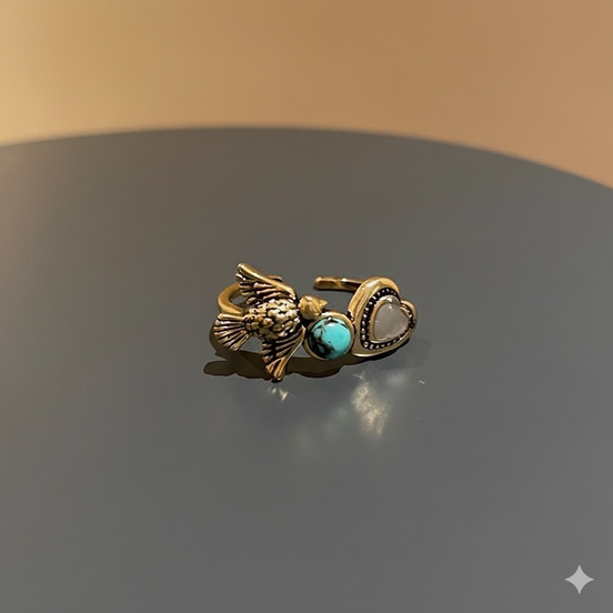 Sparrow&Heart Turquoise Adjustable Ring