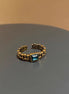 Vintage Square Stone Turquoise Adjustable Ring