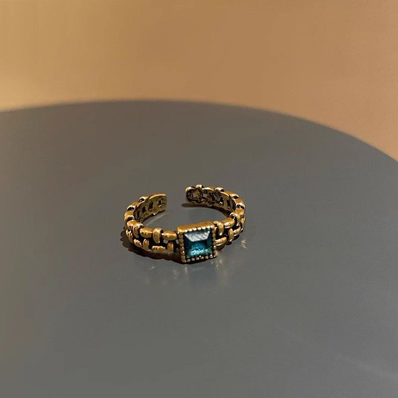 Vintage Square Stone Turquoise Adjustable Ring