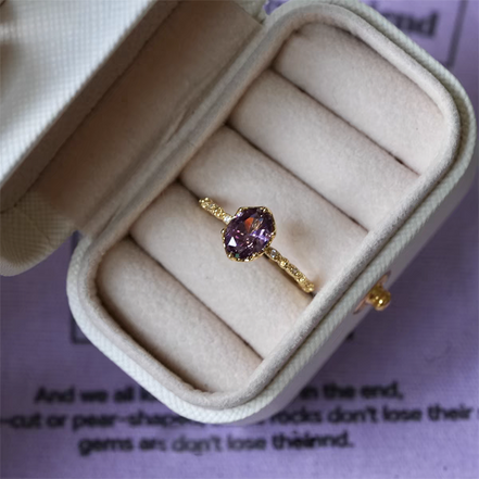 Purple Crystal Adjustable Ring