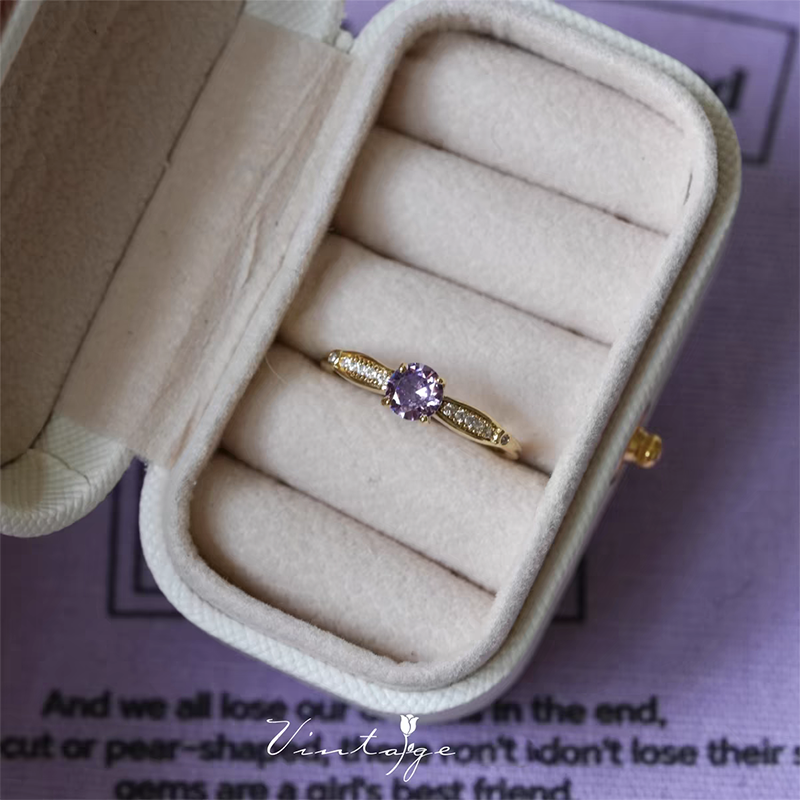 Purple Crystal Adjustable Ring