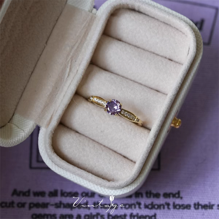 Purple Crystal Adjustable Ring
