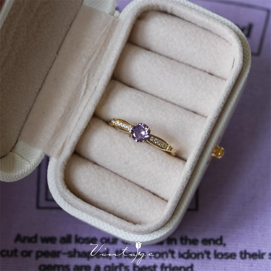 Purple Crystal Adjustable Ring