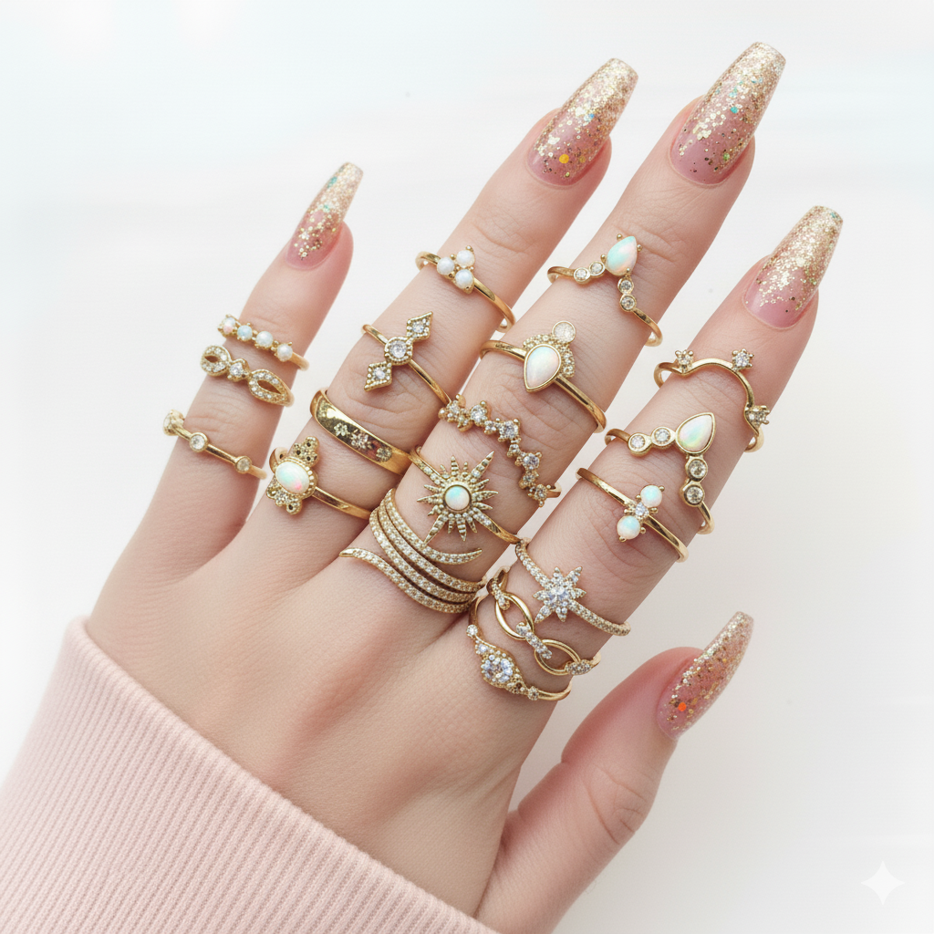 Vintage Cat's Eye Ring Set