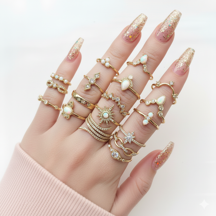 Vintage Cat's Eye Ring Set