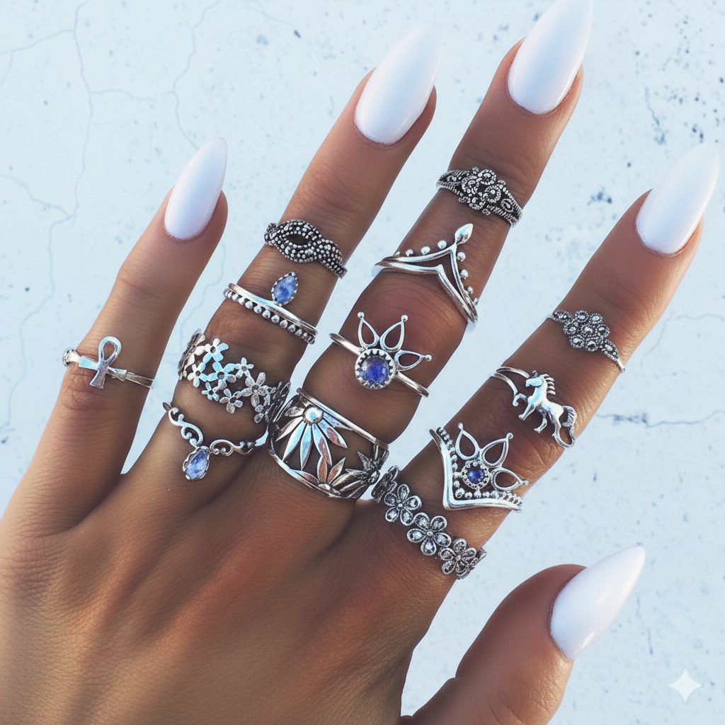 Boho Series Gemstone Ring Set