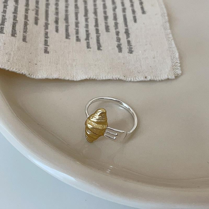 Cute Fork in the Road Croissant Open Ring