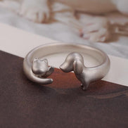 Cute Dog & Cat Open Ring