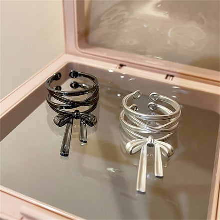 Metal Ribbon Bow Open Ring