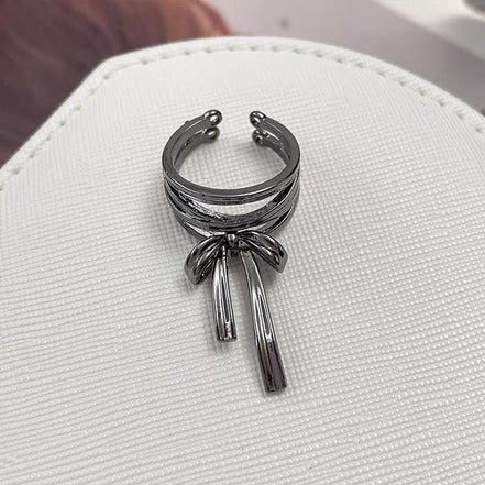 Metal Ribbon Bow Open Ring