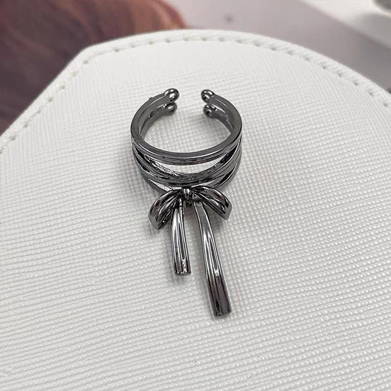 Metal Ribbon Bow Open Ring