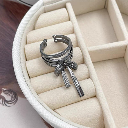 Metal Ribbon Bow Open Ring