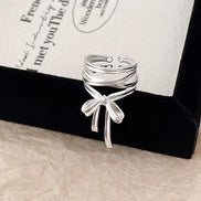 Metal Ribbon Bow Open Ring