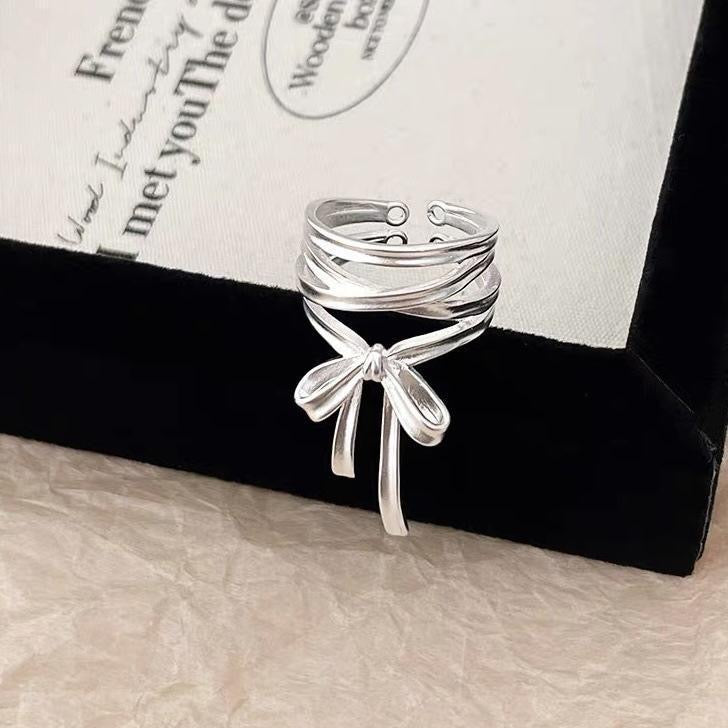 Metal Ribbon Bow Open Ring